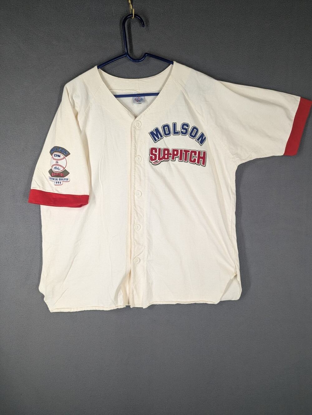 Molson Slo-Pitch Brew Beer Related Wares Baseball Jersey Medium 1994 Vintage